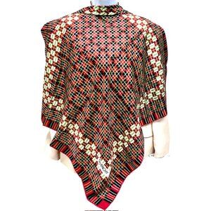 Givenchy Scarf 30"  100% Silk Satin red black green white color blcck stripe (45